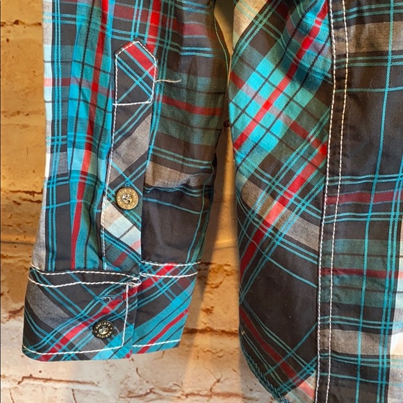 Various Artists button down shirt plaid blue - Picture 8 of 8